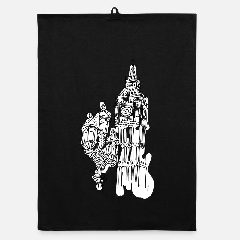 Dessin du contour de la ligne de l’horizon de Londres : Big Ben et Lanternes Torchon bio