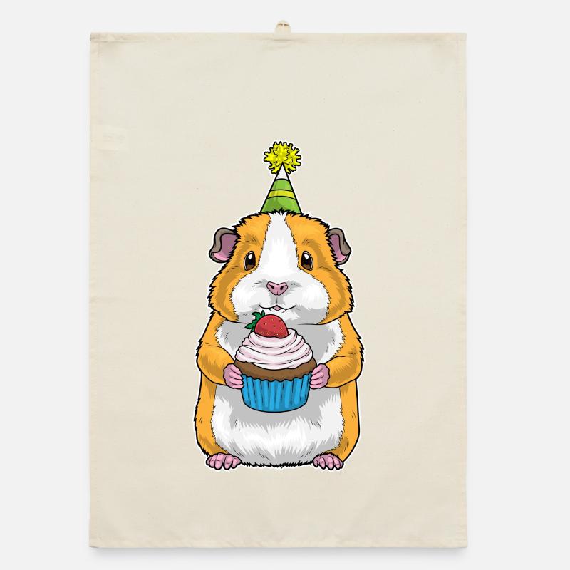 Cupcake d’anniversaire cochon d’Inde Torchon bio