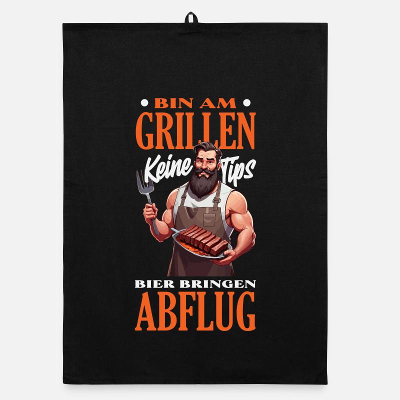 Bin Am Grillen Keine Tipps Bier Bringen Abflug Organic Geschirrtuch