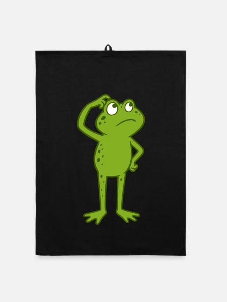 Frosch grübelt lustig - Organic Geschirrtuch - Schwarz