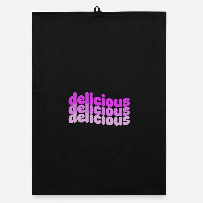 Delicious Typo Gradient Muster - Organic Geschirrtuch - Schwarz