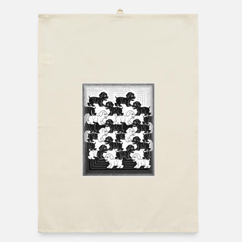 Chiots teckels en motif monochrome Torchon bio