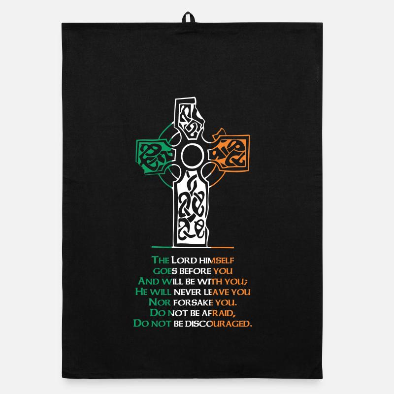 Celtic Cross - Organic dish towel - black