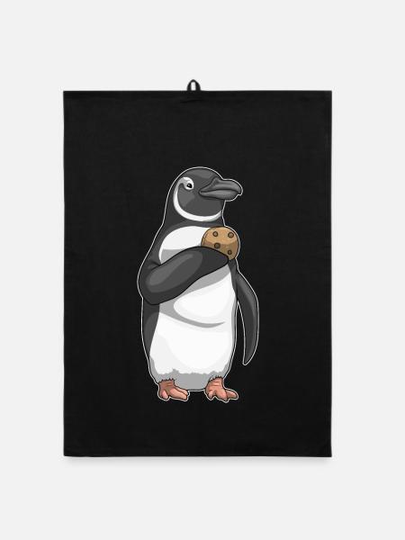 Penguin Cookie - Organic dish towel - black