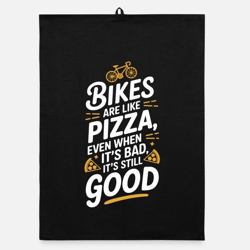Vélo Pizza Citation Typographie Design Torchon bio