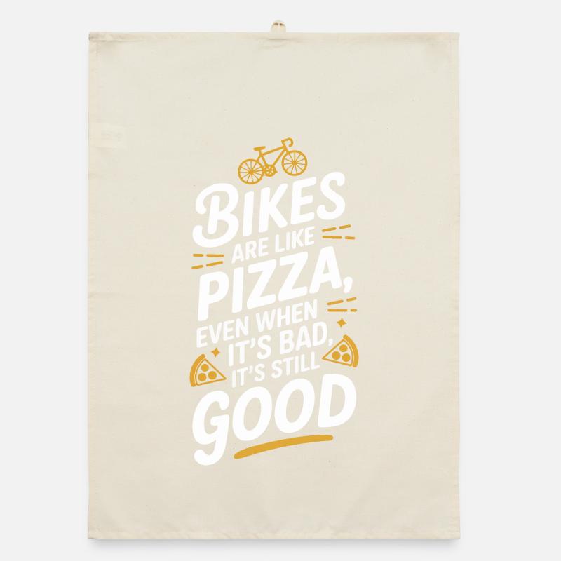 Vélo Pizza Citation Typographie Design Torchon bio