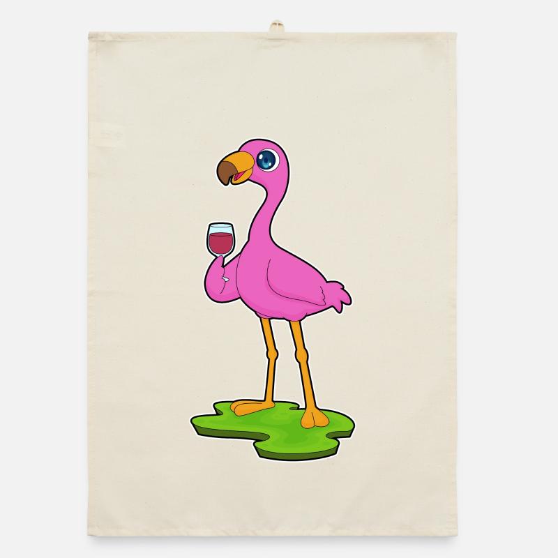 Flamingo Rotwein Organic Geschirrtuch