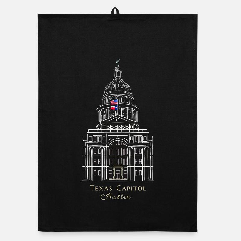 Austin, dessin du Capitole du Texas, États-Unis Torchon bio