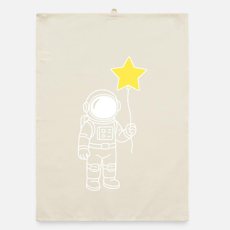 Astronaute avec ballon étoile – Œuvre d’art de l’espace Torchon bio