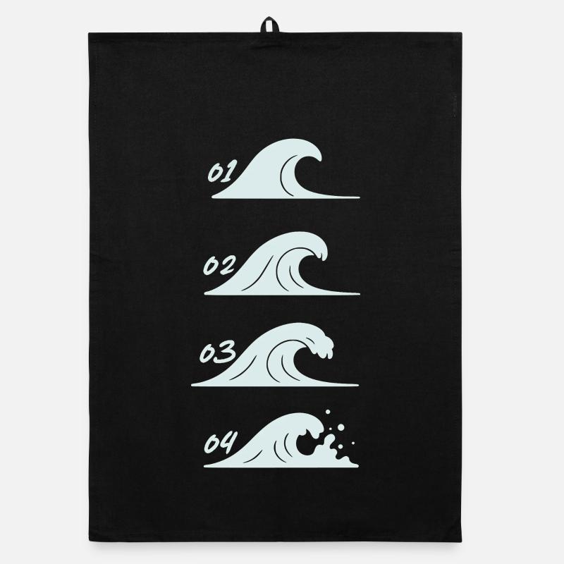 Minimaliste Vagues Illustration Mer Torchon bio