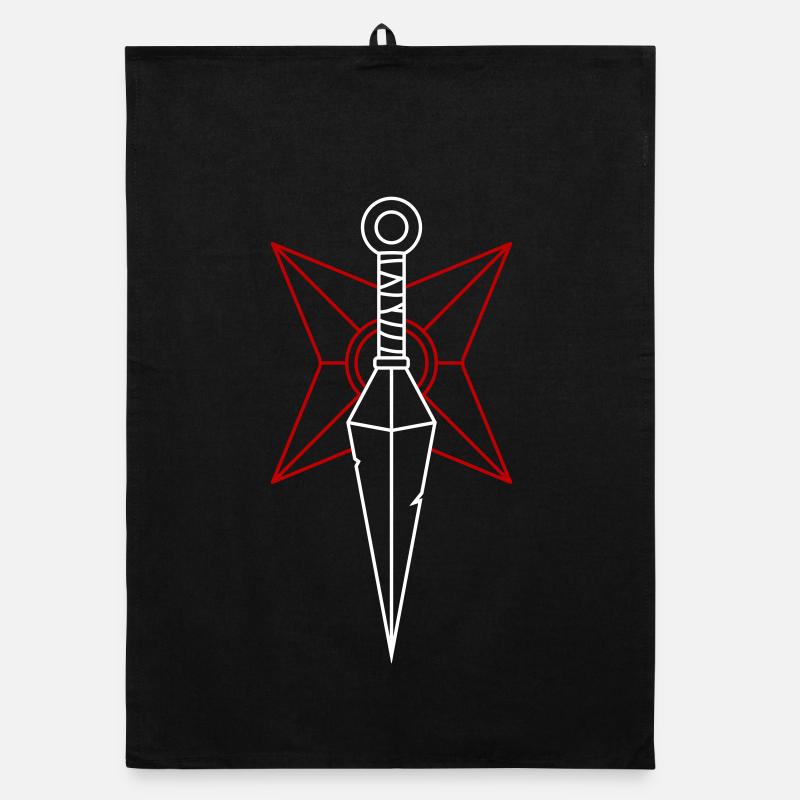 Kunai et Shuriken - Torchon bio - noir