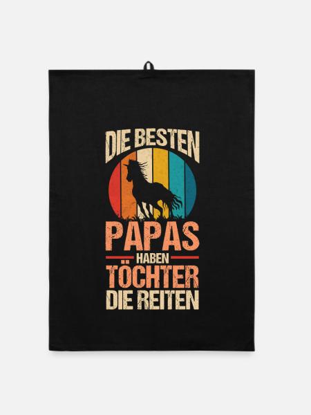 Reiten Papa Vater Pferdeliebhaber Reiterhof Pferde - Organic Geschirrtuch - Schwarz - Vorne