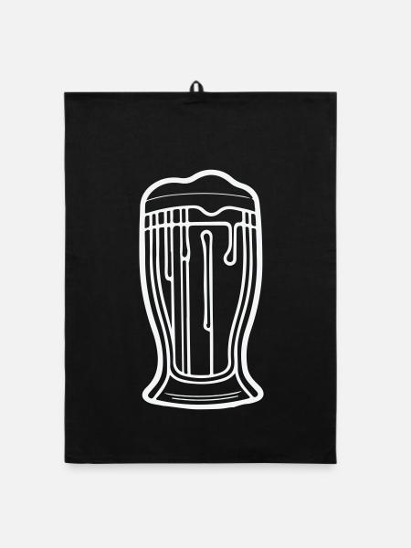 Bier Minimal: Trinkkunst - Organic Geschirrtuch - Schwarz - Vorne