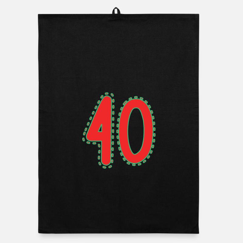 40. 40 ANS. 40e ANNIVERSAIRE. ANNIVERSAIRE 40 ANS. - Torchon bio - noir