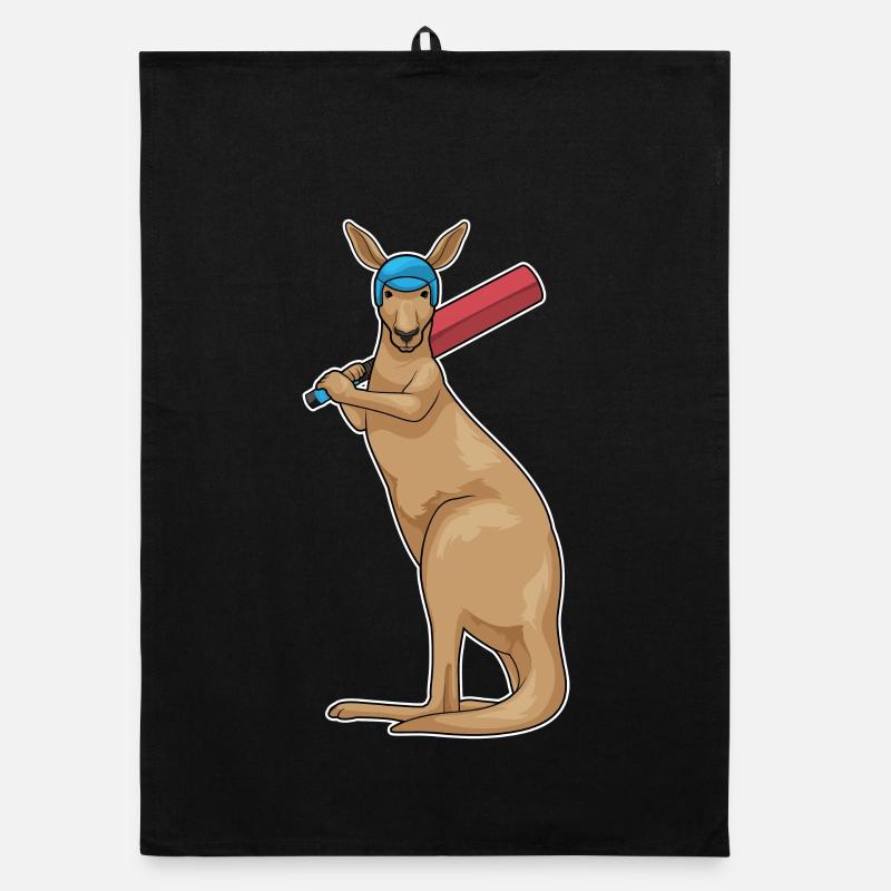 Kangaroo Cricket Cricket Bat - Organic dish towel - black