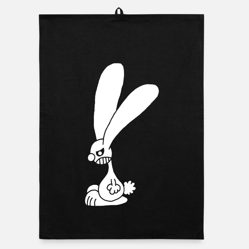 Grumpy white rabbit Organic dish towel