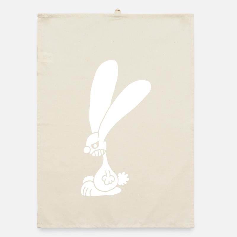 Grumpy white rabbit Organic dish towel