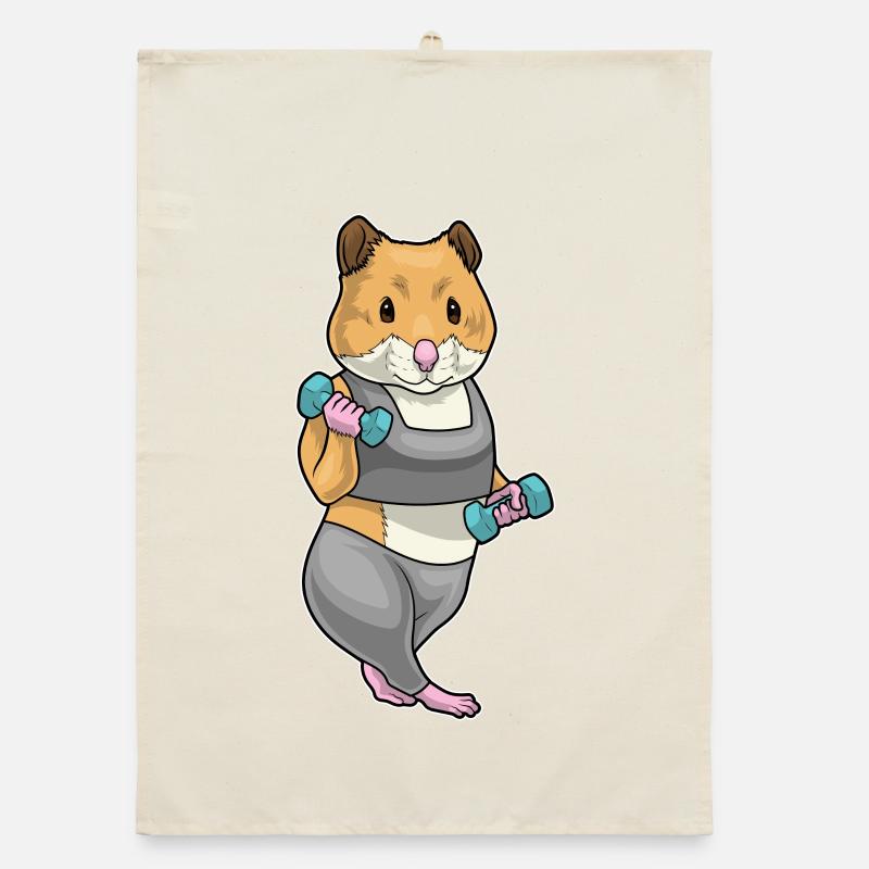 Bodybuilder hamster Haltères Culturisme Torchon bio