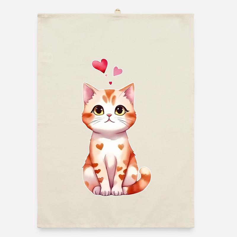 Coeur Chaton Chats Bébé Torchon bio