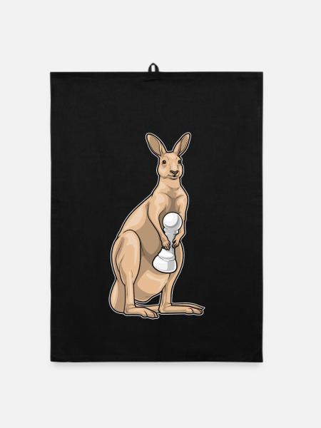 Kangaroo Chess Piece Pawn Chess - Organic dish towel - black - Front