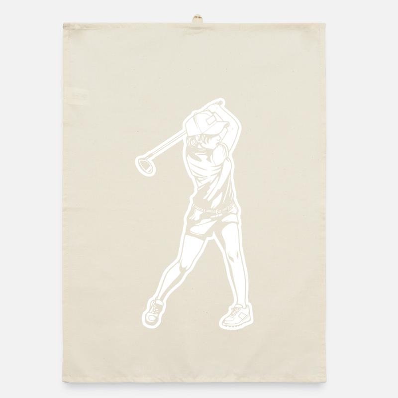 Golfer Sketch Organic dish towel