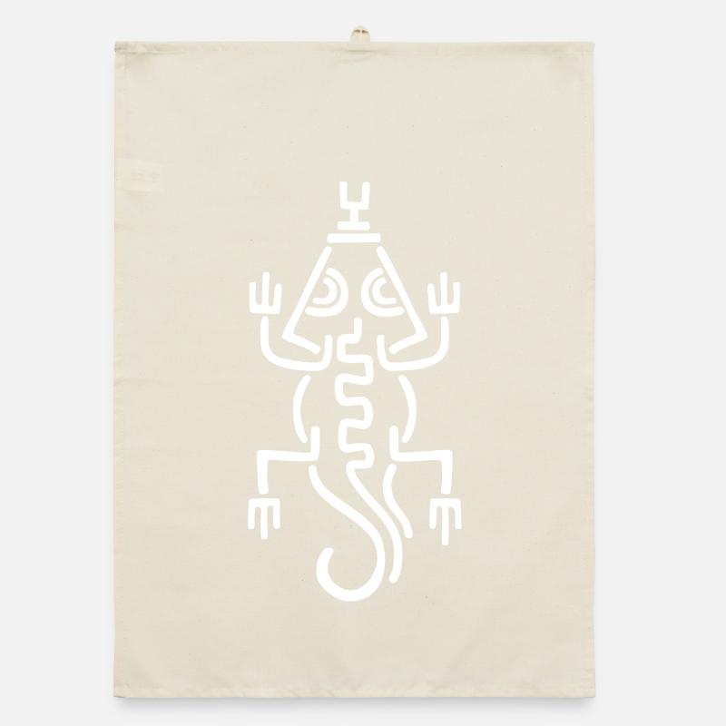Tribal White Lizard Organic dish towel