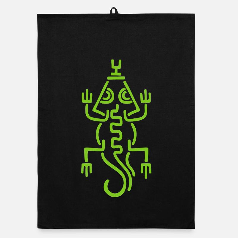 Tribal Green Lizard Organic dish towel