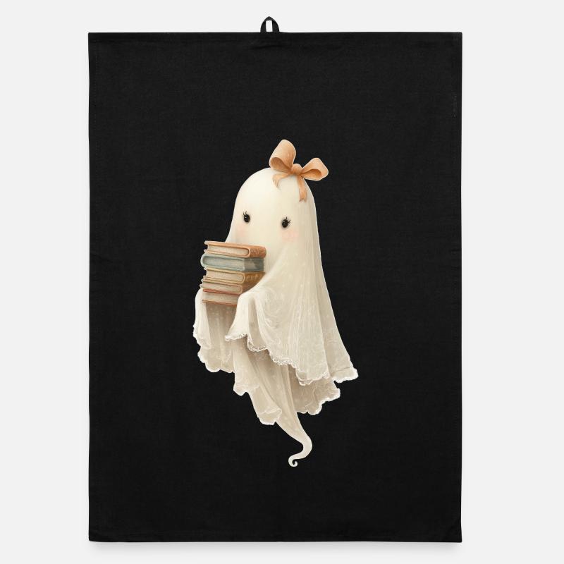 Fantôme avec des livres Torchon bio