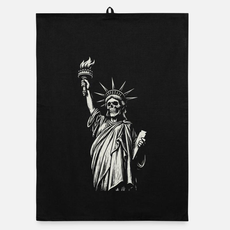 Statue of Liberty Skull Torch Illustration Organic Geschirrtuch