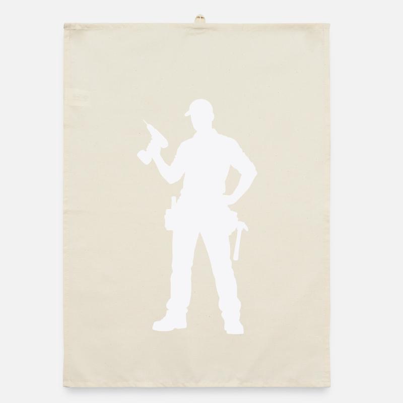 Silhouette d’artisan avec outils Torchon bio