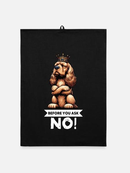 Before You Ask Cocker Spaniel Cockerhund - Organic dish towel - black - Front
