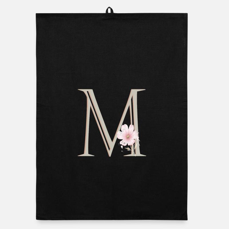 Monogramme floral M Torchon bio