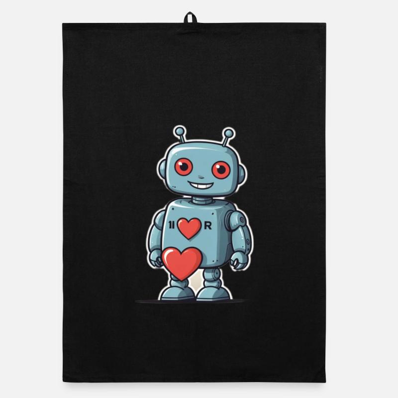 J’adore les robots - Torchon bio - noir