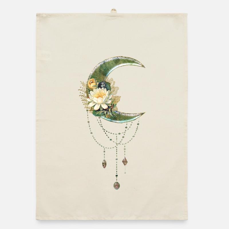 Elegant and noble moon with flowers Organic dish towel