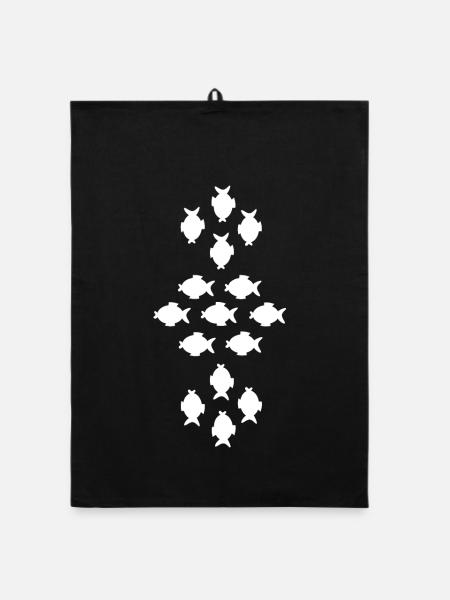 Poisson chemise poisson motif,Cadeau de vêtements de pêche - Torchon bio - noir - Devant