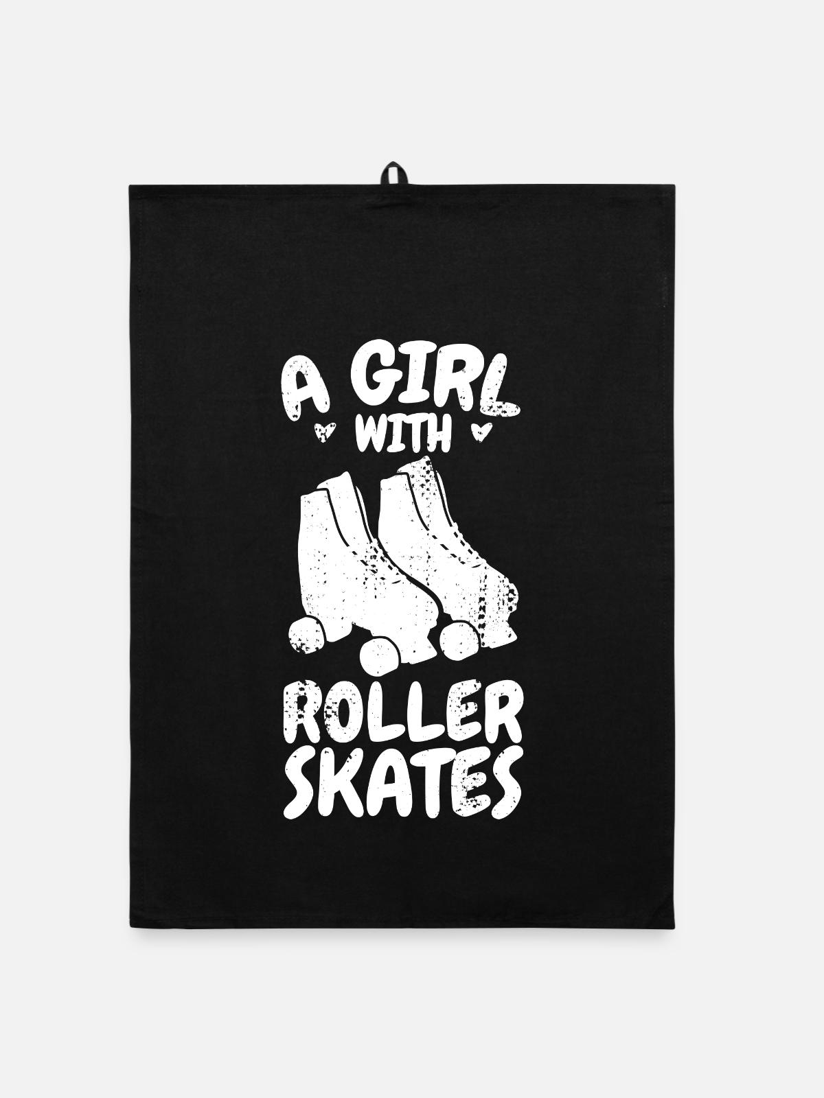 Roller skater - Organic dish towel - black - Front