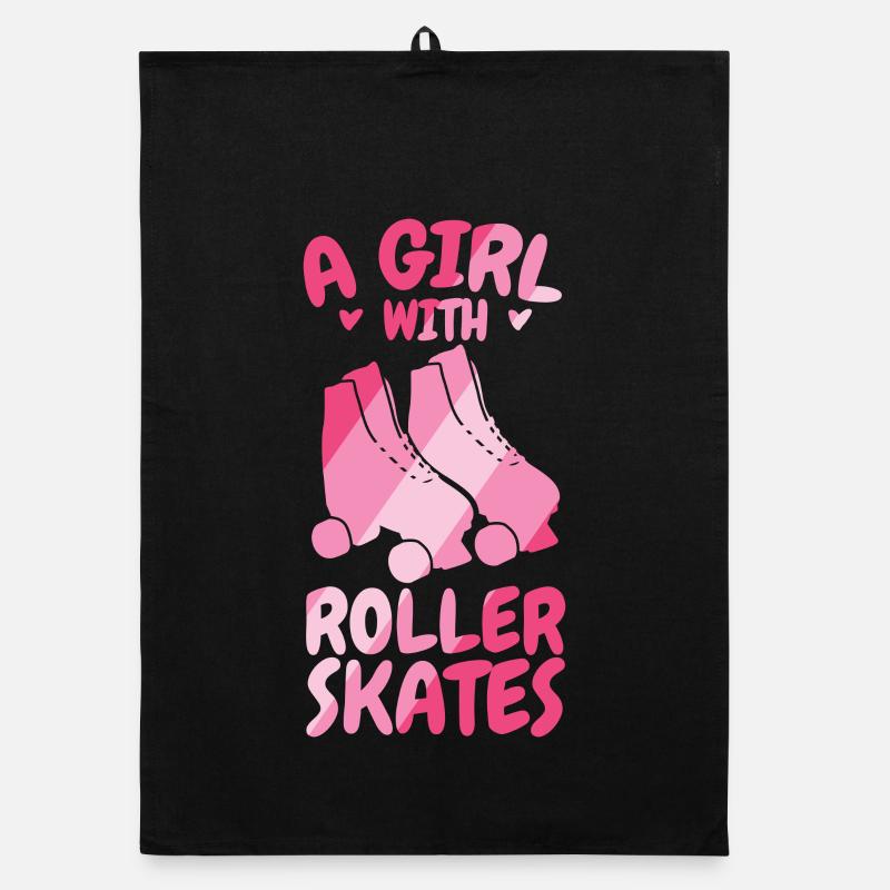 Rollschuh Mädchen Organic Geschirrtuch