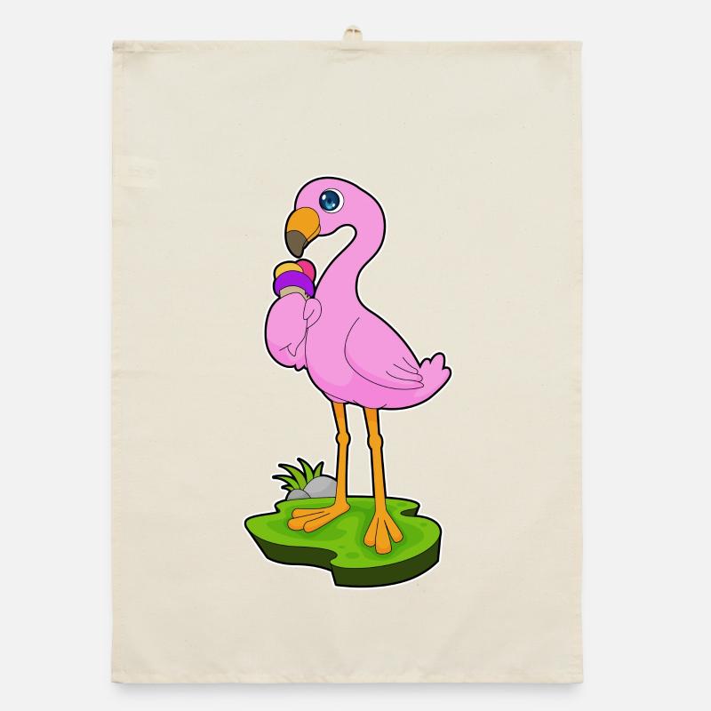 Flamingo Waffle Ice Cream Organic dish towel