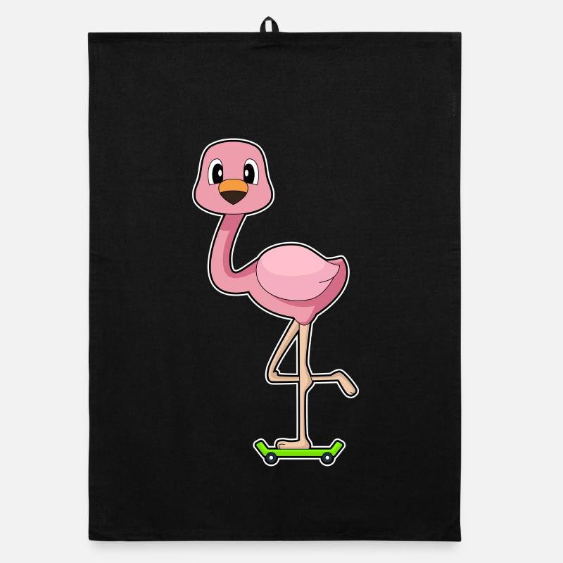 Flamingo Skater Skateboard Torchon bio
