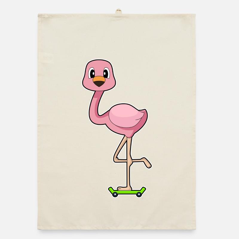 Flamingo Skater Skateboard Torchon bio