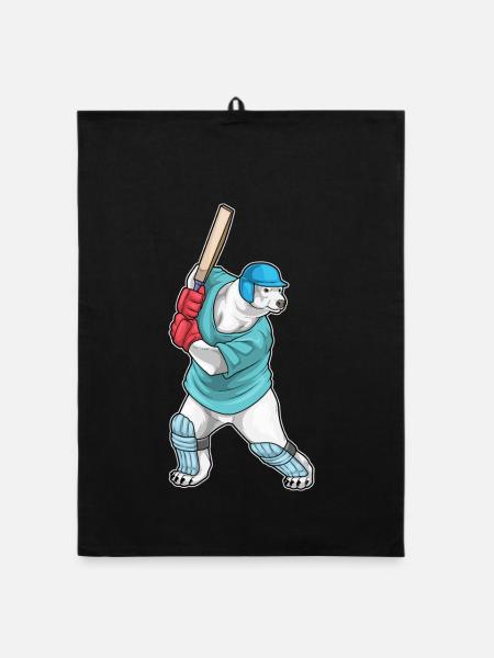 Ours polaire Cricket Batte de cricket - Torchon bio - noir - Devant