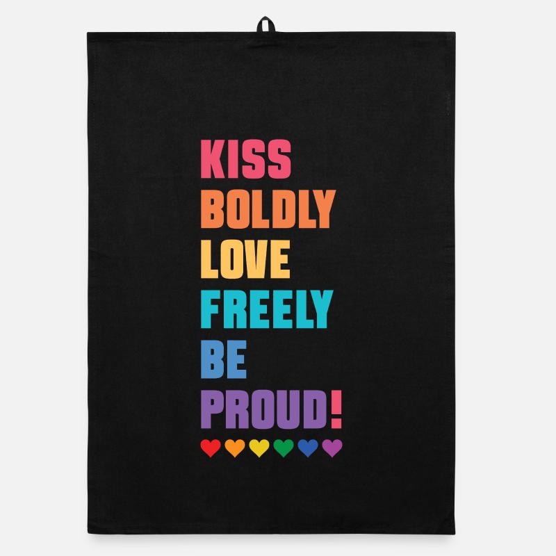 LGBTQ Pride Month - Mutig küssen, frei lieben - Organic Geschirrtuch - Schwarz