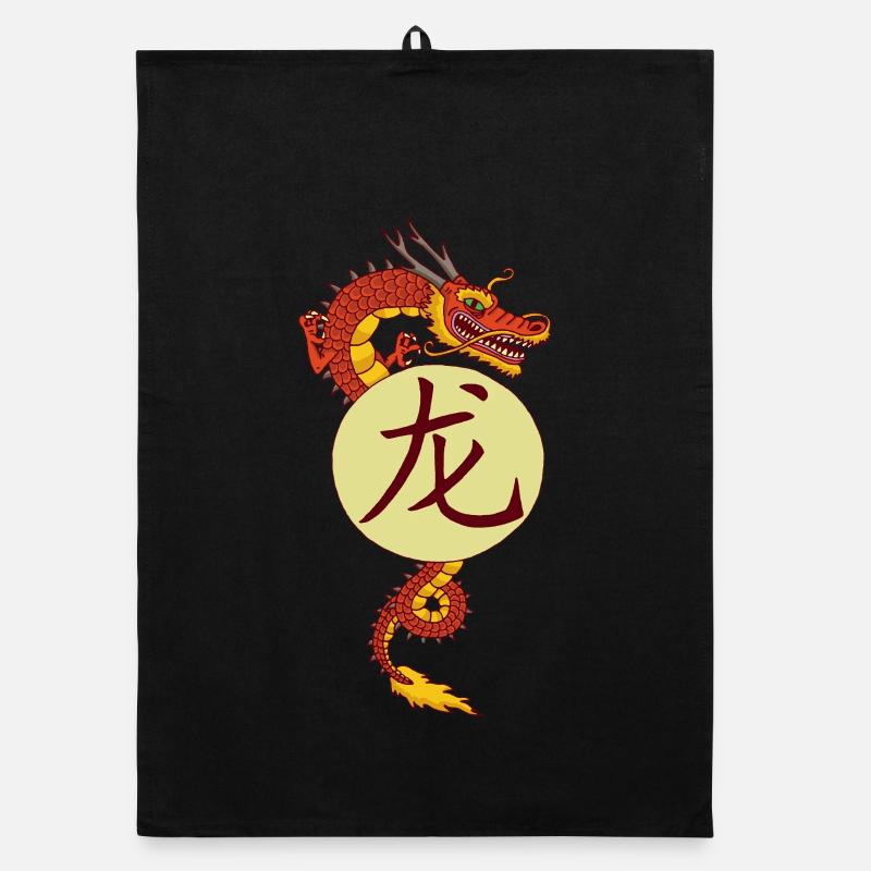 Dragon chinois vintage Torchon bio