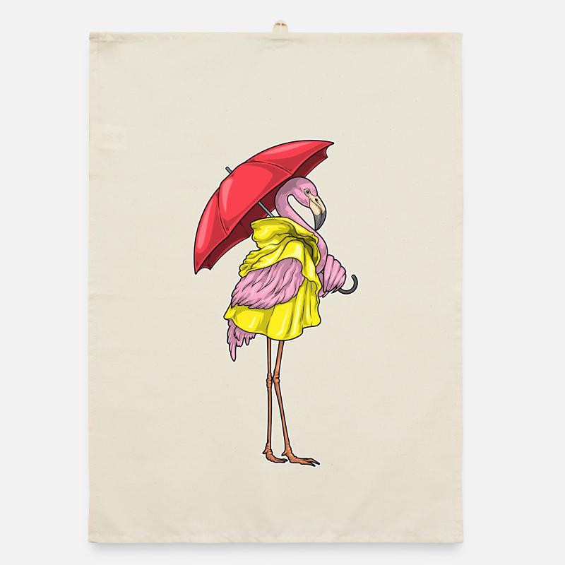 Flamingo Umbrella Organic dish towel
