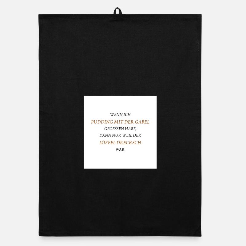 Pudding mit der Gabel - Organic Geschirrtuch - Schwarz