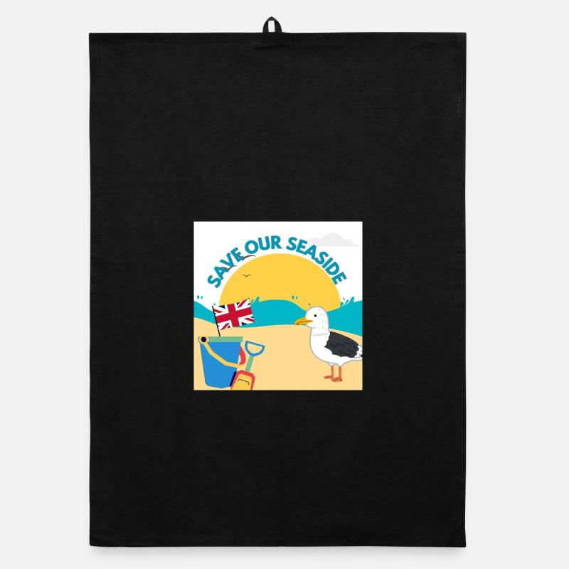 Save Our Seaside Illustration Organic dish towel