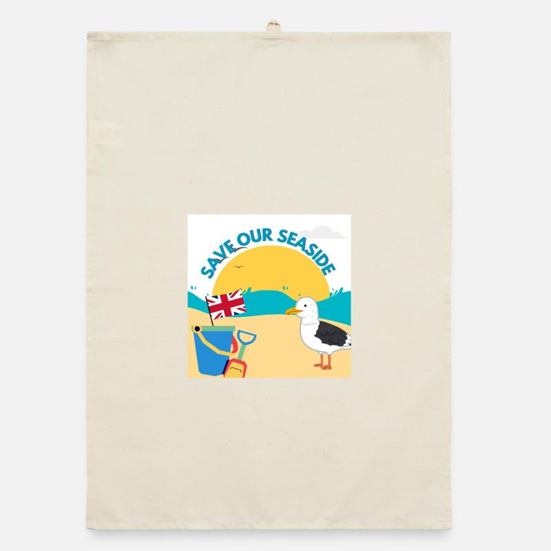 Save Our Seaside Illustration Organic dish towel