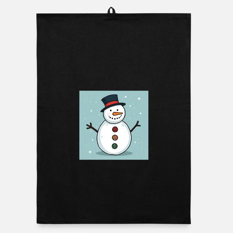 Colorful buttoned snowman Organic dish towel