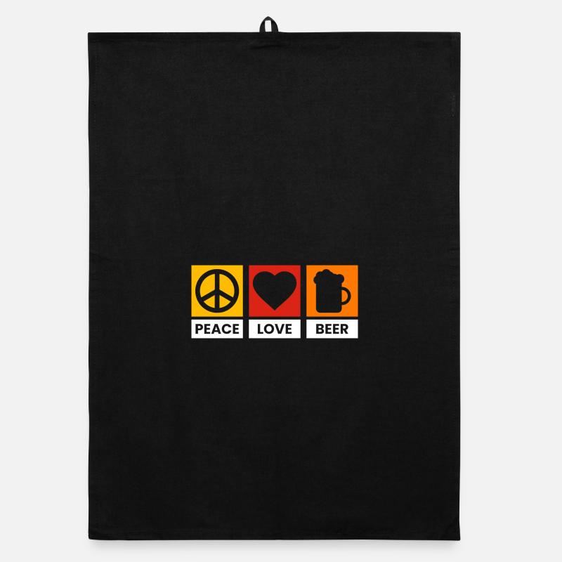 Peace Love Beer Design Organic dish towel