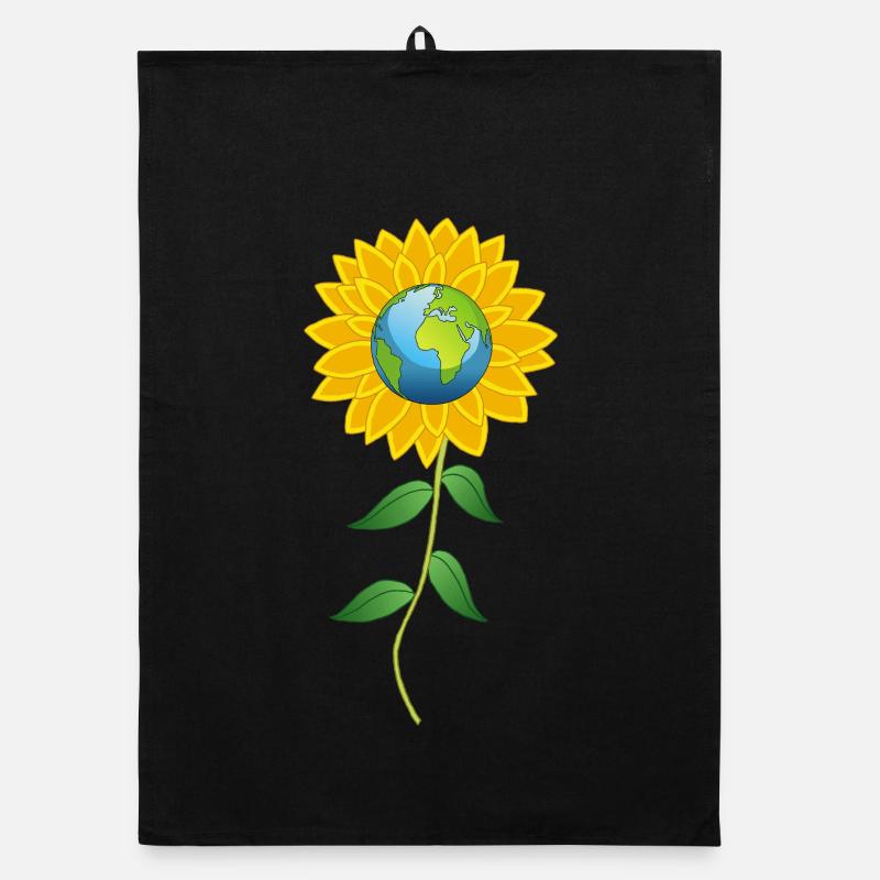 Planet Erde und Sonnenblume Organic Geschirrtuch